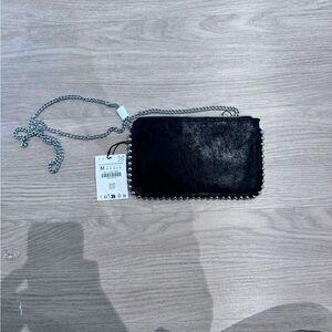 Zara Black Crossbody Bag with Silver Chain